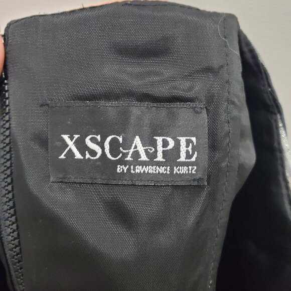 Xscape by Lawrence Kurtz‎ Women's 90s Black Silver Metallic Stripe Halter Top 8 - Picture 4 of 6